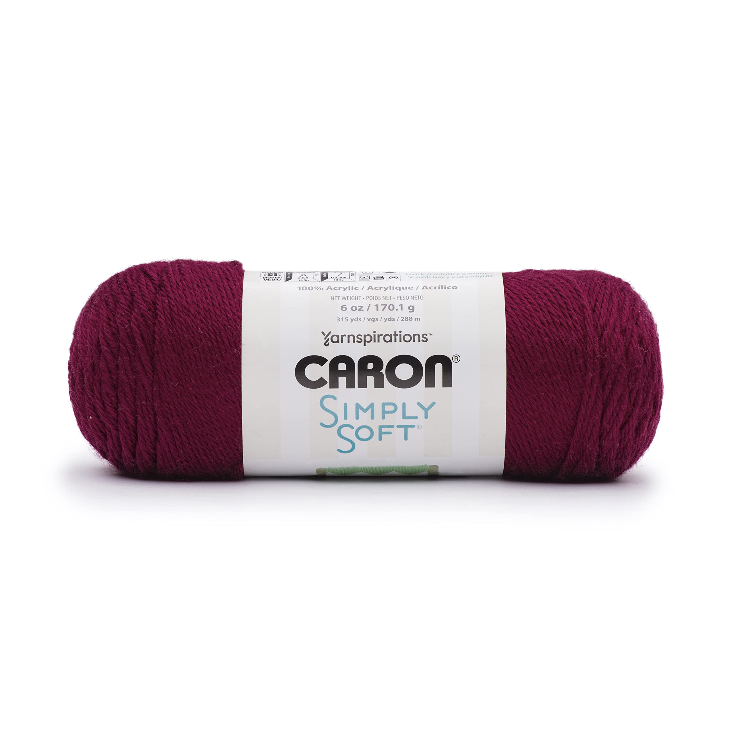 Simply Soft Burgundy Yarn - 3 Pack of 170g/6oz - Acrylic - 4 Medium (Worsted) - 315 Yards - Knitting/Crochet