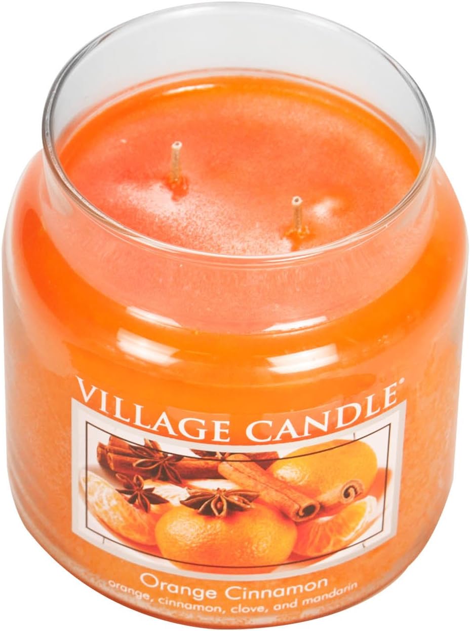 Village Candle Orange Cinnamon 26 oz Glass Jar Scented Candle, Large: Home & Kitchen