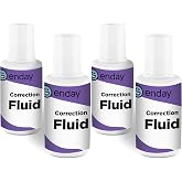 Enday Liquid Correction Fluid, .7 fl. Oz. / 20 ml Foam Wand Applicator Quick Dry Liquid Paper, Multi-Purpose Smooth Corrector for Office, and Home, 4 Pack