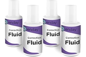 Enday Liquid Correction Fluid, .7 fl. Oz. / 20 ml Foam Wand Applicator Quick Dry Liquid Paper, Multi-Purpose Smooth Corrector for Office, and Home, 4 Pack