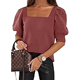 Womens Puff Short Sleeve Sweater Tops 2025 Spring Summer Trendy Casual T Shirts Blouse
