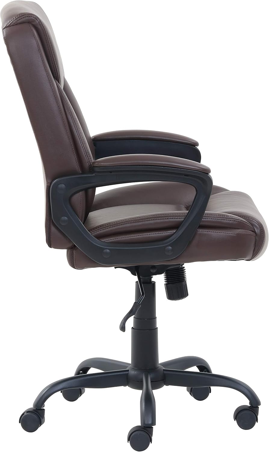 Basics Classic Puresoft PU-Padded Mid-Back Office Computer Desk Chair with Armrest - Brown: Furniture & Decor
