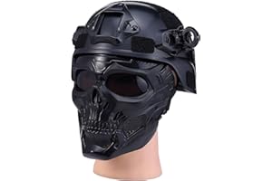YOQVQOY Airsoft Helmet and Mask, Tactical Full Face Skull Mask, Military Paintball Helmet with NVG Mount,and Side Rail - Complete Airsoft Gear