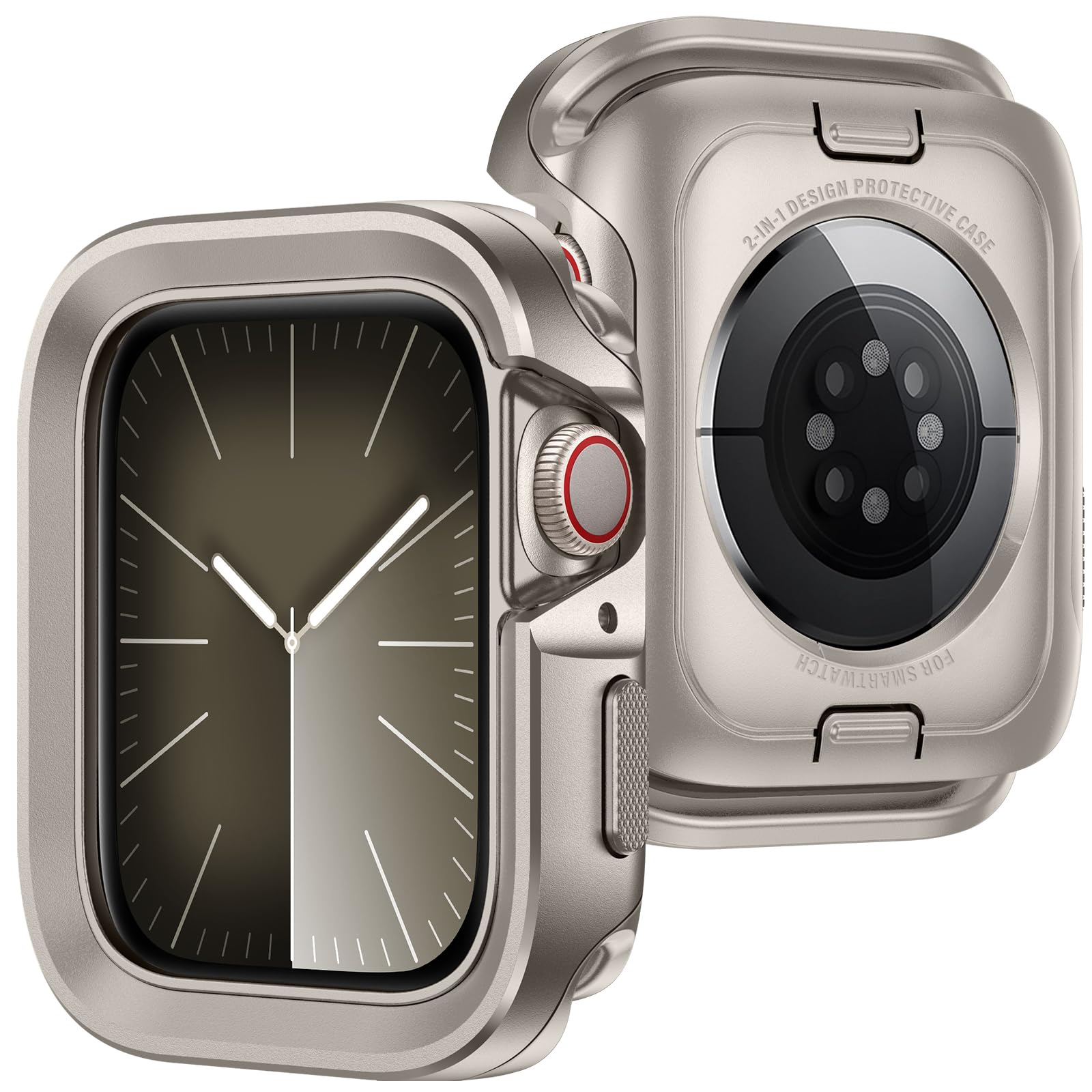 ZZDZZ Metal Case Compatible with Apple Watch Case Series 9 8 7 45mm, 2 in 1 Rugged Protective Silicone Bumper Cover Compatible with iWatch 45mm (Titanium)