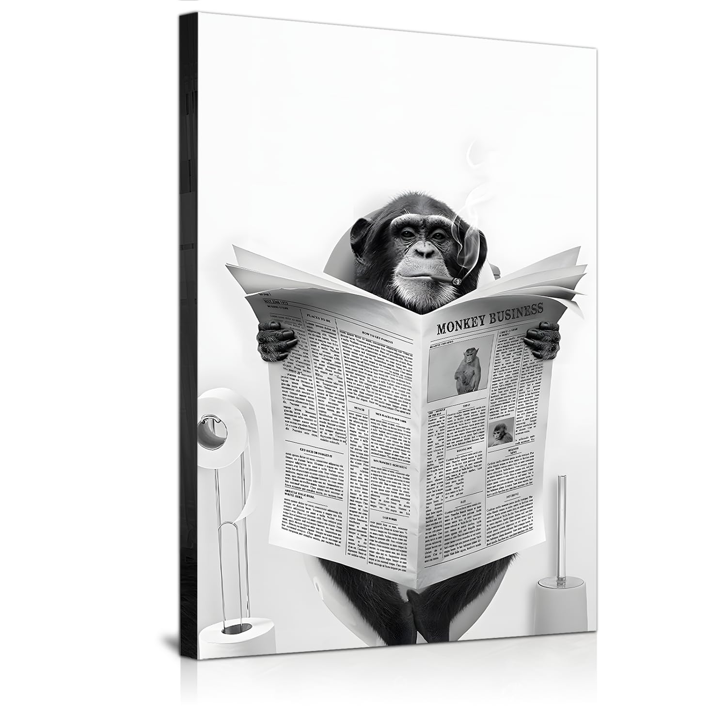 JNAOZI Bathroom Black and White Canvas Painting, Black White Vintage Canvas Pictures, Bathtub Animal Print Canvas Painting Poster, Without Frame (F3, 50 x 70 cm x 1)