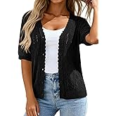 PRETTYGARDEN Women's Lightweight Spring Cardigans 2026 Short Sleeve Crochet Knit Sweater Tops Summer Beach Vacation Clothes