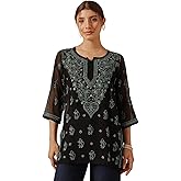 Ada Hand Embroidered Indian Chikankari Georgette Top Tunic Kurti with inner for Women A911135
