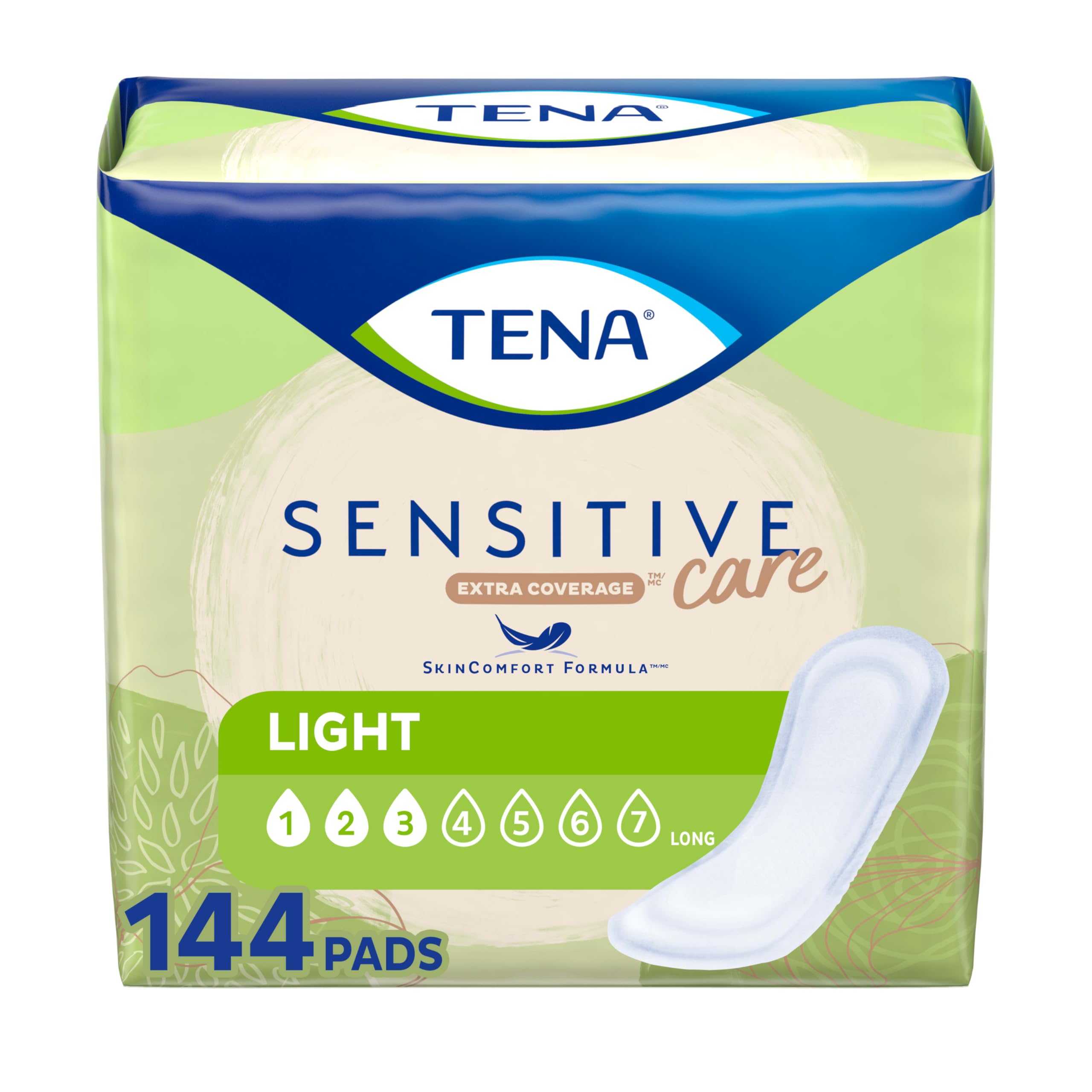 Photo 1 of TENA Sensitive Care Pads Ultra Light Thin Absorbency, Long Length, Bladder Control Pads for Women, 24 Count Pack of 6