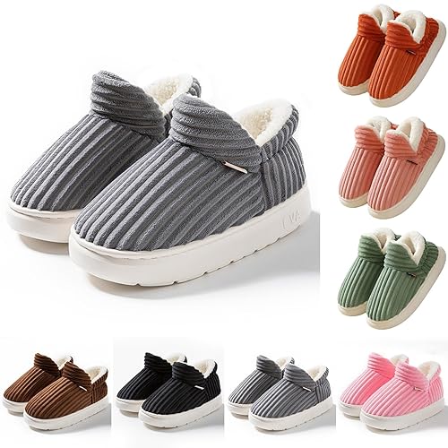 Angxiwan Womens Slippers Size 7 Slippers Women EVA Material Corduroy Bag Heel Anti-Slip for Women UK Cozy Plush Fleece Lining with Memory Foam Womens Size 8