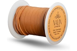 NALIN LEATHER CORD Real/Genuine Flat Leather Cord for Jewelry Making, Leather Strips & Laces for Necklaces, Bracelets, Accessories, Crafts – Matte Finish (Camel - Matte, 6 mm)