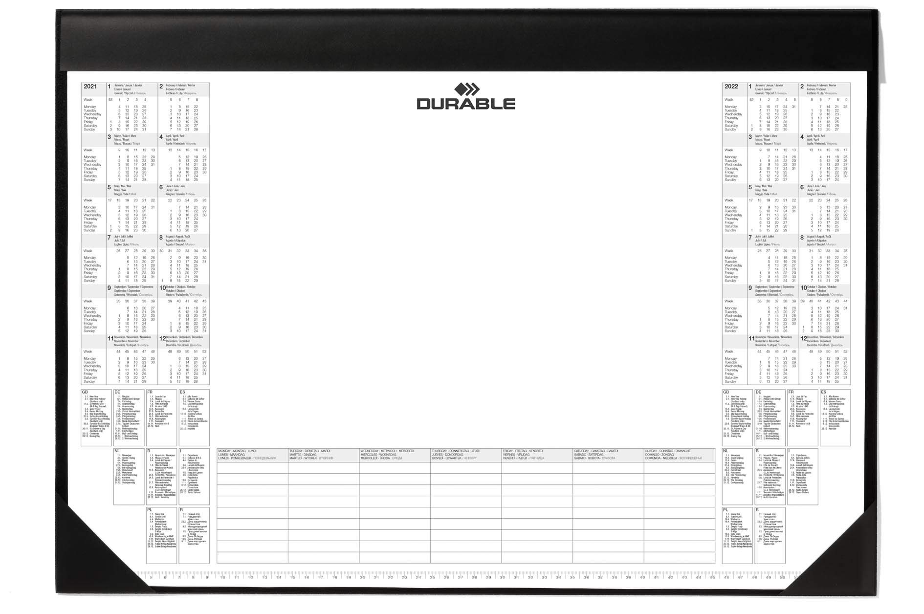 Durable Desk Mat with 2-Year Calendar & Weekly Schedule - 59 x 42cm - Pack of 1 - Perfect for Taking Quick Notes Whilst Working