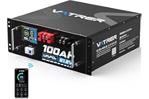 VATRER POWER 48V 100AH Lithium LiFePO4 Battery, Built-in 100A BMS, with Touchable Smart Display & Mobile APP, Max. 4800W Power Output, 5000+ Cycles, Perfect for Solar System &Off-Grid Applications