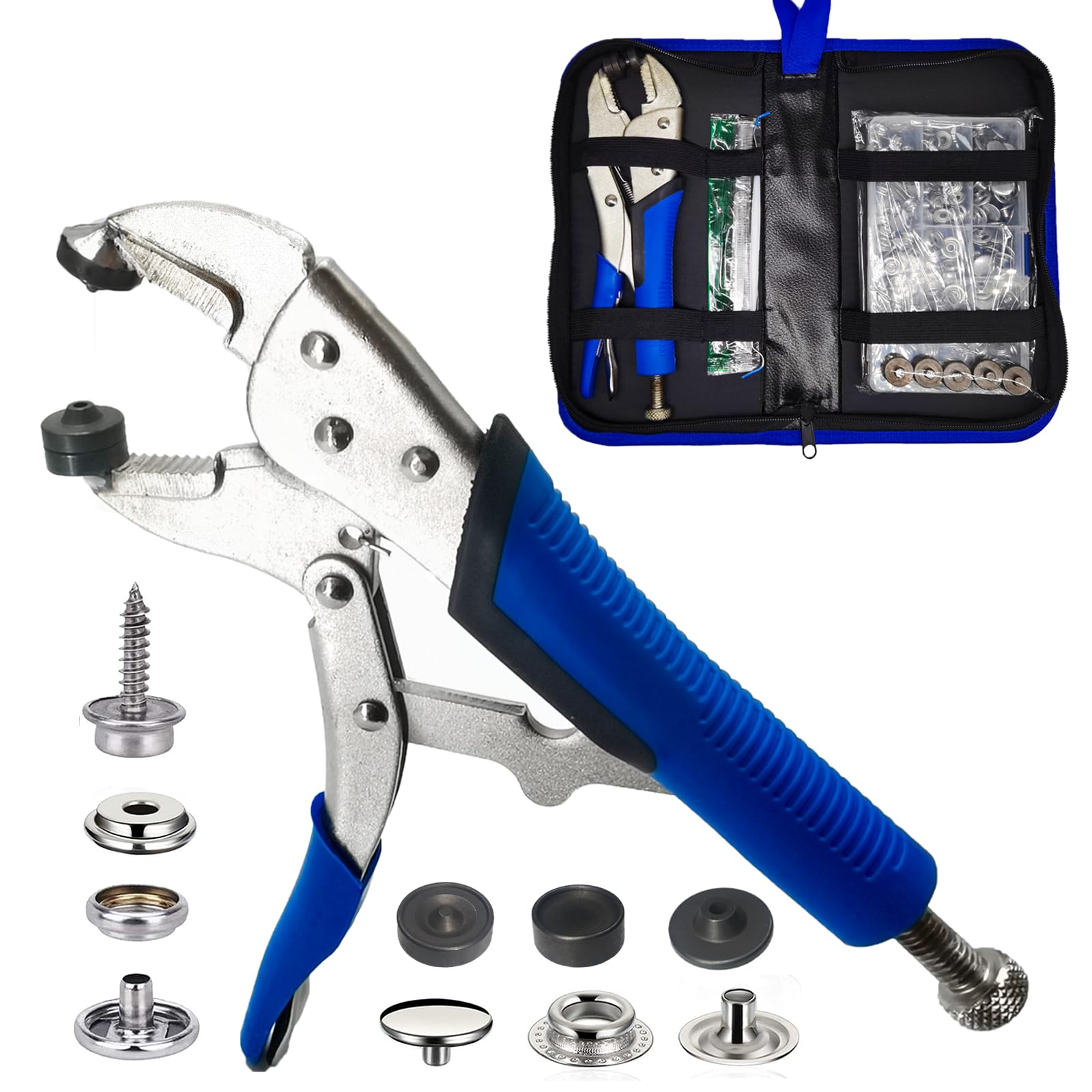 Photo 1 of Heavy Duty Snap Kit, Canvas Snap Kit for Metal Marine Snaps Fastening on Boat Cover/Carpet, Snap Repair Tool with Stainless Steel Screw-in Snap 15mm