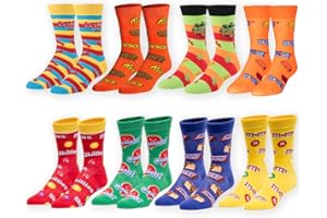 Crazy Socks–Snack Food Value Bundle – 8-Pack Novelty Crew Socks Gift Set Large Sizes for Men and Women, Soft & Comfortable