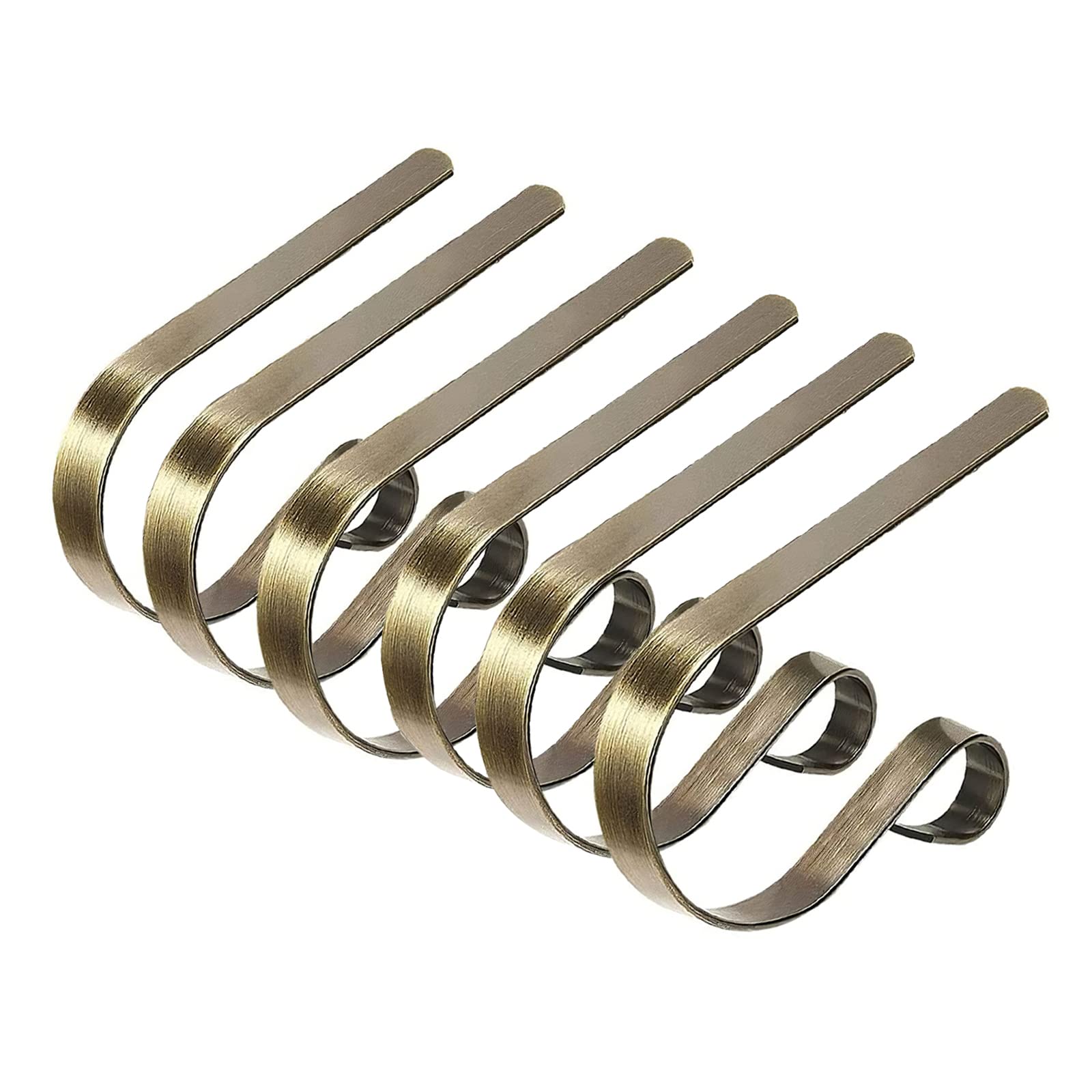 heigudan 6 Pack Christmas Socks Hooks Bookshelf Fireplace Ornaments Adjustable Hanging Firm Non-Slip Metal Hangers Christmas Party Multipurpose Decorations