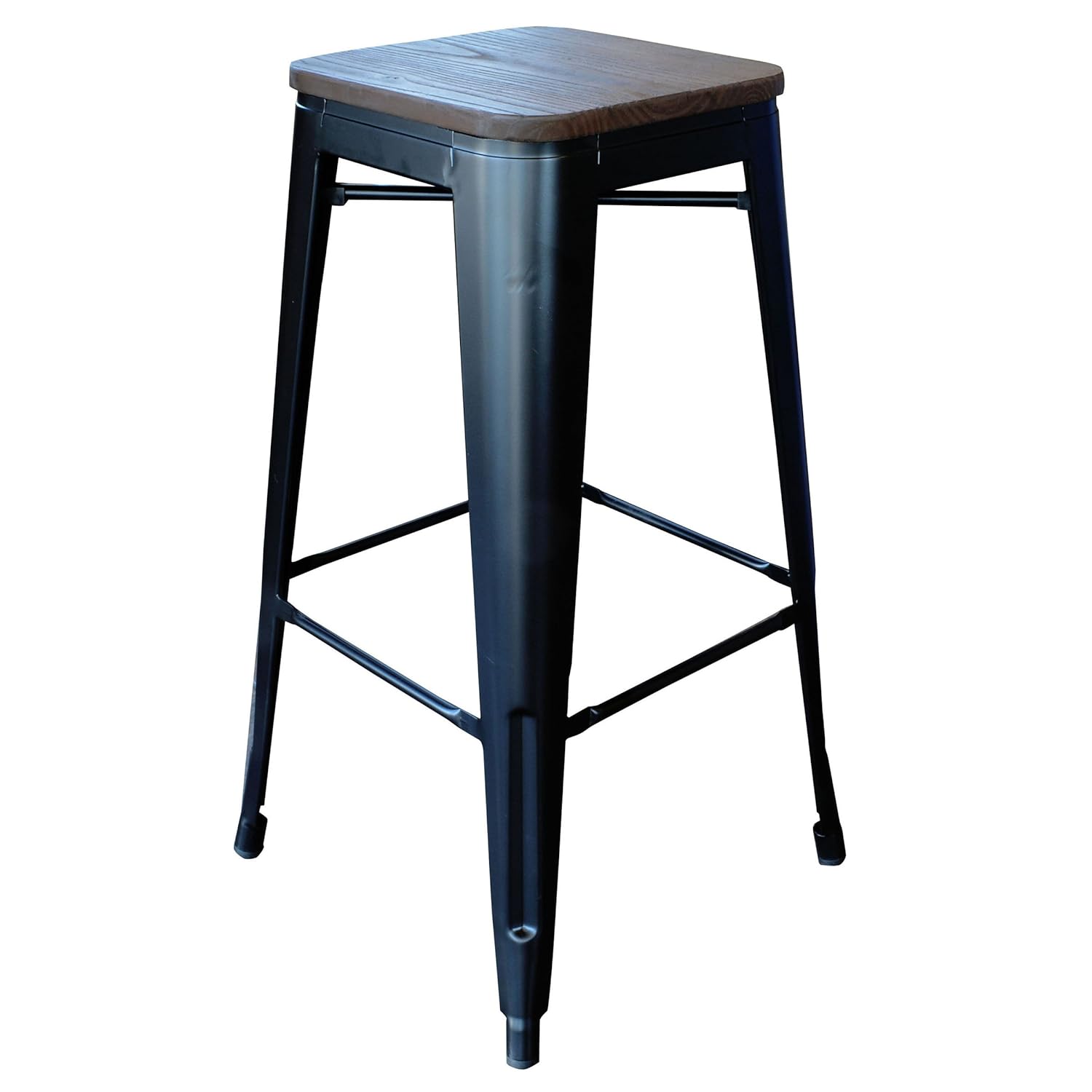 Loft Black Metal Bar Stool with Wood Seat in Set of 4 eBay