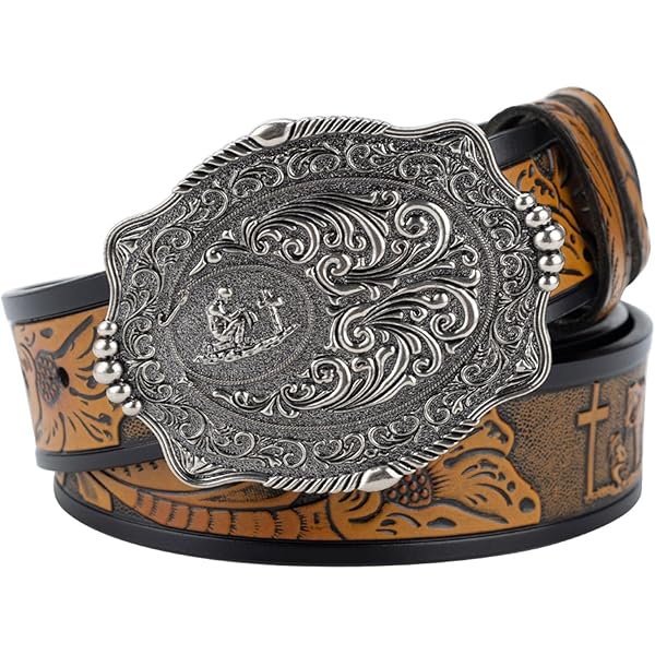 小物 RRL EMBOSSED GARRISON BELT Embossed Garrison Buckle Belt 1 3/8 inch Wide - BELT DESIGNS