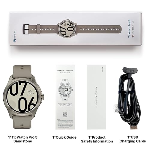 Ticwatch Pro Android Smartwatch for Men Snapdragon W5+ Gen Wear OS Smart Watch 80 Hrs Long Battery Life He