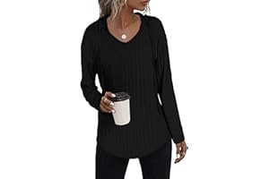 WNEEDU Womens Hoodies Long Sleeve Tunic Tops V Neck Sweatshirts with Hood Ladies Pullover 2025