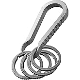 FEGVE Titanium Key Chain Clip with 4 Pack Side Push Key Rings, Men Keychain Hook Clip for Home Car Keys