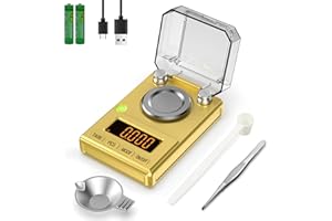 100g x 0.005g High Precision Milligram Scale – Golden Digital Scale for Jewelry, Gold, Powders, Medicine (Wide LCD Display, 0