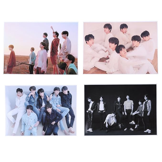 Yovvin 4 Stück BTS Wandtattoo, Kpop Bangtan Jungen 5 Jahrestag Jungkook Jimin V Suga Jin J-Hope Rap Monster Wanddekoration Wa