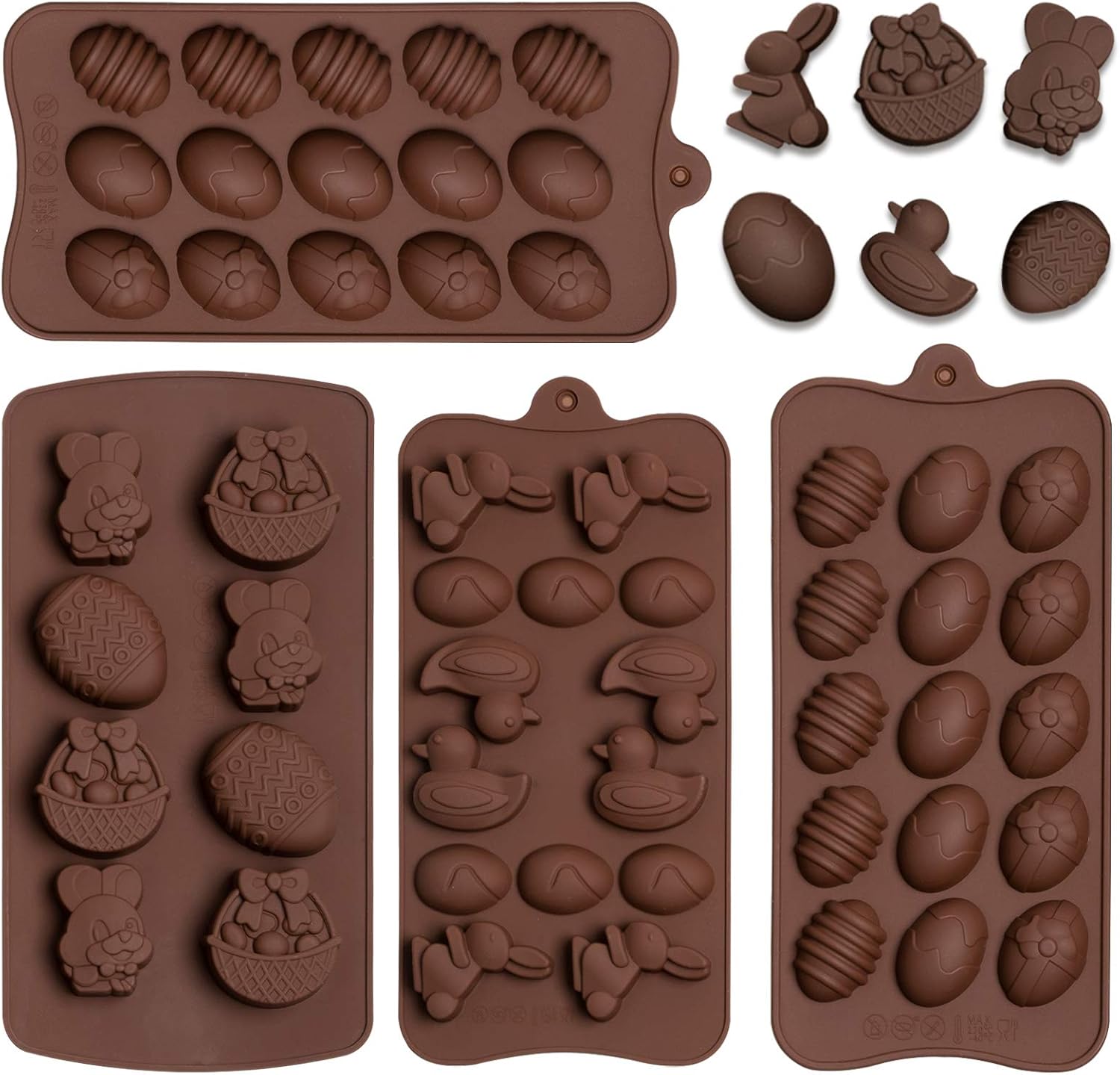 Amazon Com Whaline 4pcs Easter Mold Easter Egg Mold Rabbit Mould Duck Resin Chocolate Mold Silicone Candy Pan For Easter Party Fondant Jelly Dome Mousse Cake Topper Making Kitchen Dining