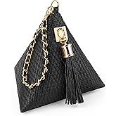 Leather Triangle Wristlet Clutch Purse Handbag - Pyramid Evening Cocktail Pouch Wallet Detachable Strap & Tassel Charm
