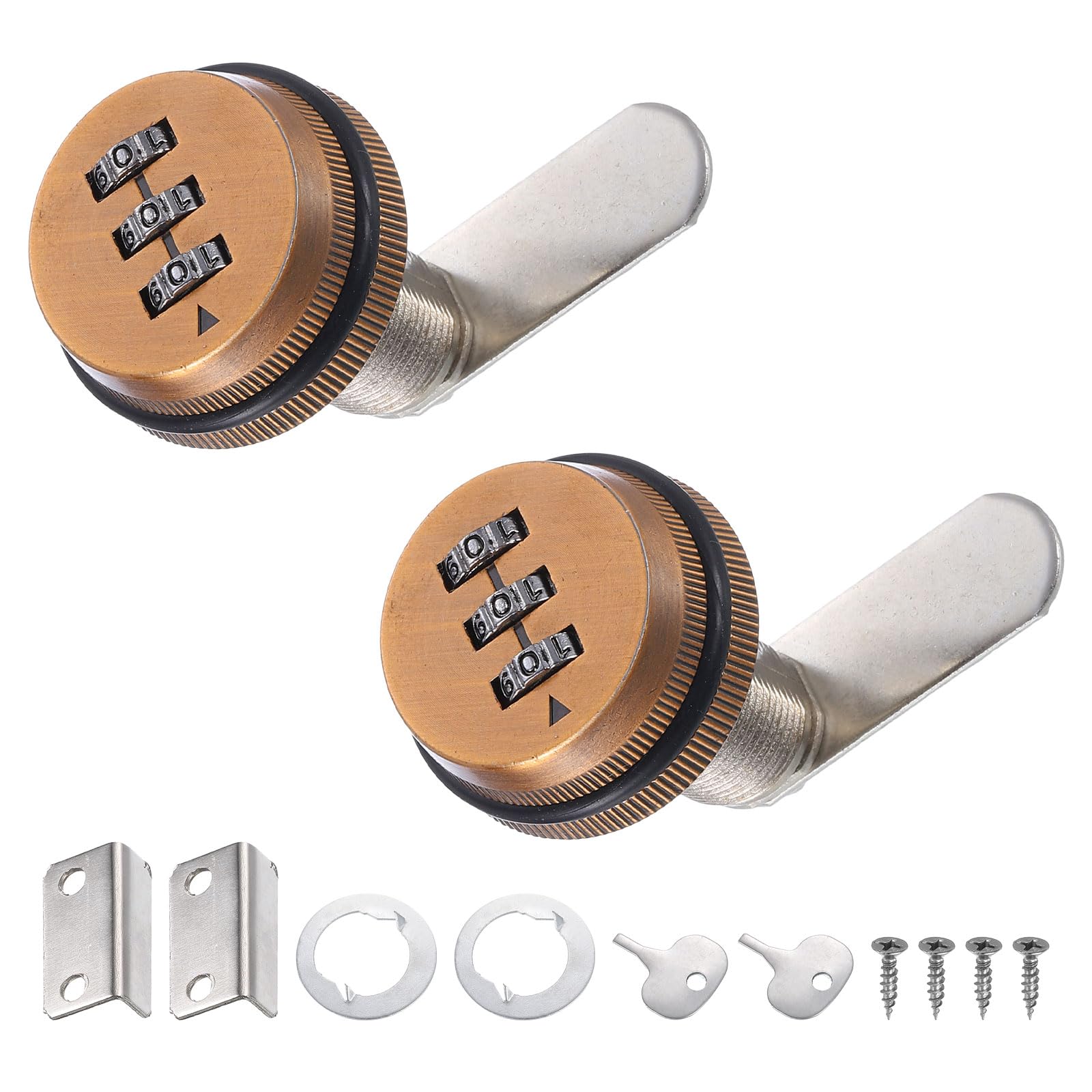 PATIKIL 1-1/8" Combination Cam Lock, 2 Pcs File Cabinet Locks with Combination Password Coded Cabinet Locks with Cylinder Chrome for 0.6-1" Thick Wood Drawer Mailbox Filing Cabinet, Red