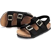ZUSERIS Kids Toddler Sandals Boys Girls Cork Footbed Sandal Comfort Double Buckle Slip On Slippers with Adjustable Back Strap