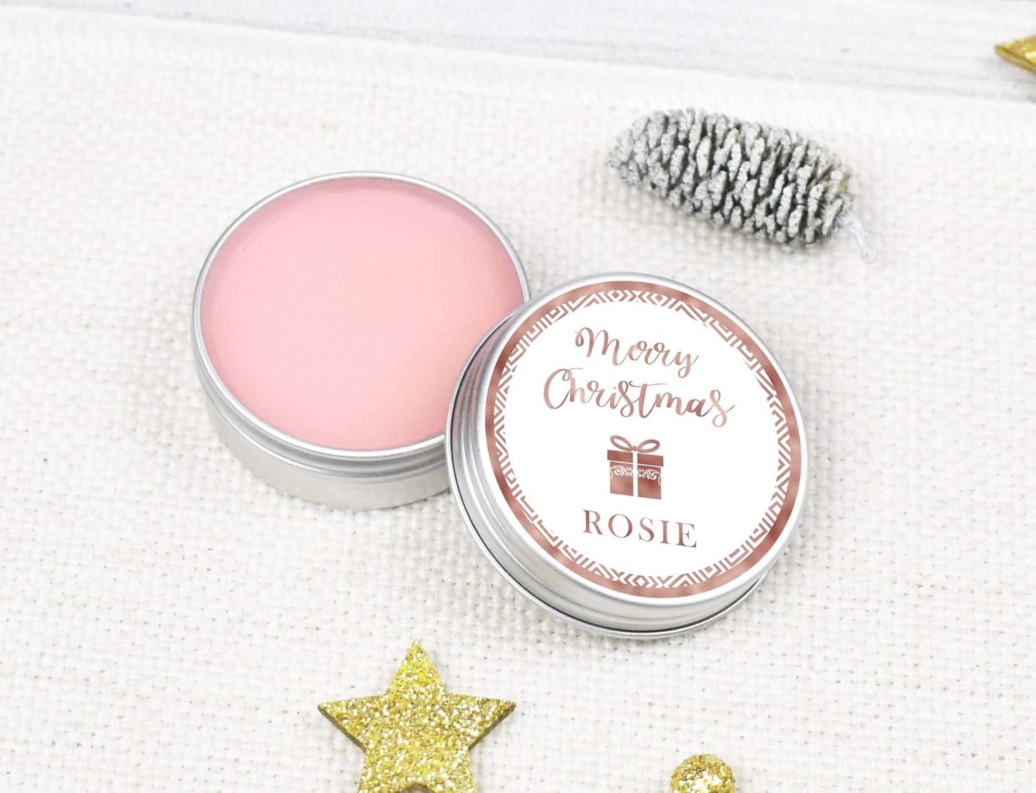 Rose Gold Gold Or Silver Foil Personalised Christmas Lip Balm