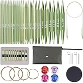 40pcs Interchangeable Circular Knitting Needles Set with 13 Pairs Aluminum Circular Knitting Needle Set 3 mm to 10 mm,Lightweight and Durable for Handmade DIY Knitting with Knitting Accessories