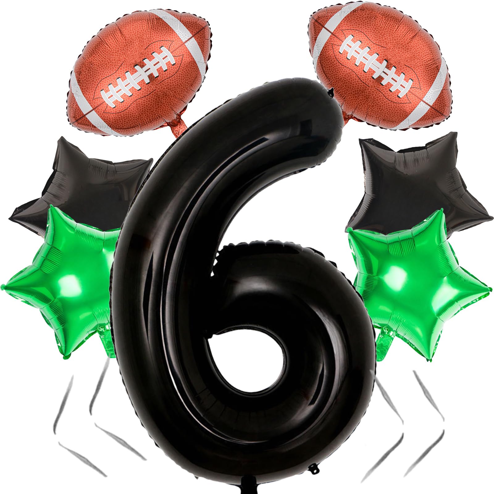 Photo 1 of 40-Inch Football Number 6 Balloons Set — Black Number Balloons for Football Birthday Party Decorations, Perfect for Football Themed Parties, Celebrations, Ideal for Balloon Arch Kits (6)