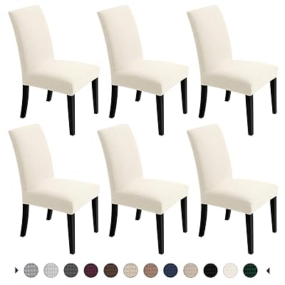Buy Chair Covers For Dining Room Stretch Chair Slipcovers For Decorative Seat Protector Armless Removable Washable Elastic Dinner Universal Spandex Solid Chair Slip Covers Set Cream 6 Online In Germany B08ntjfblz