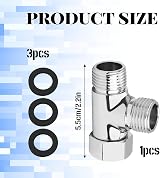 Bansusu 3 Way T Shape Brass Diverter Valve G1/2 for Bidet Shower Splitter Silver view 2