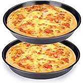Diakey 2 Pack Pizza Pan for Oven, Deep Dish Pizza Tray, Non-Stick Carbon Steel, Round Baking Sheet Plates, 12 Inch