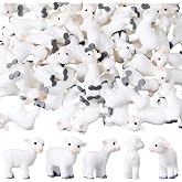 Amyhill 50 Pcs Mini Resin Lamb Tiny Goat Figurines Miniature Sheep to Hide | Small Farm Animals Bulk, Summer Christian DIY Micro Craft, White Home Decor, for Planter Terrarium Garden First Communion