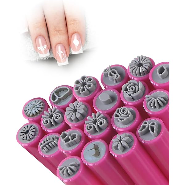 Nagelstempel-Set Für Nail Art – 26-teiliges DIY Kit Mit 24 Mustern, Ideal Für Anfänger & Profis (Pink)