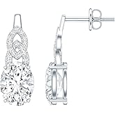 Certified 2.7 Carat Moissanite Drop Earrings in Silver, D-Vs1 Quality, Moissanite Designer Earrings (Ideal For Gift)