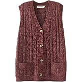 Aeneontrue Women's Sweater Vest Sleeveless Button Down Knitted Cardigan Outwear with Pockets