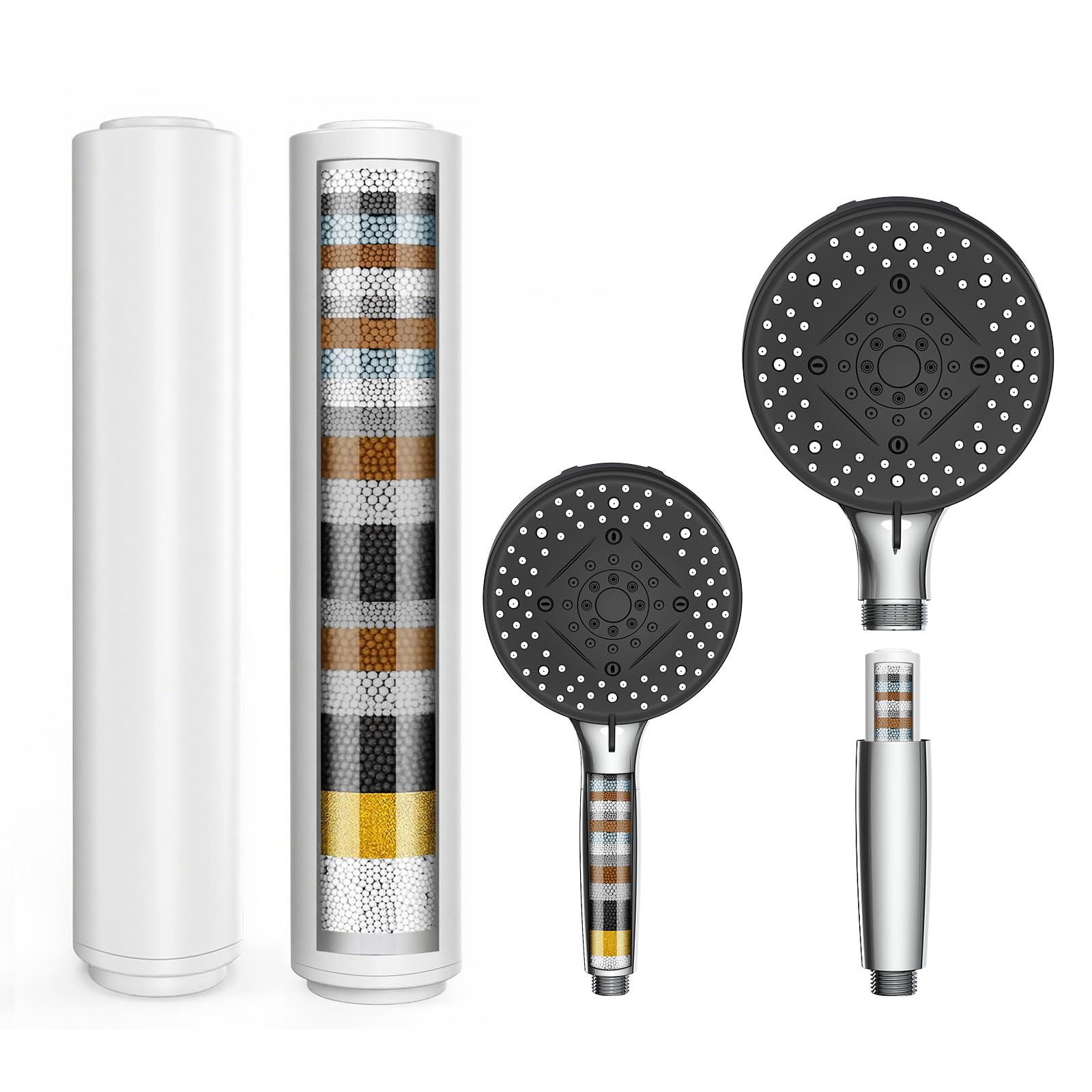 Photo 1 of 2 Pack Shower Head Filter Replacement for Hard Water, High Output Water Softener Filters Remove Chlorine & Sediments, Improve Skin & Hair, Only Compatible Replacement Filters for CTBOM Shower Head