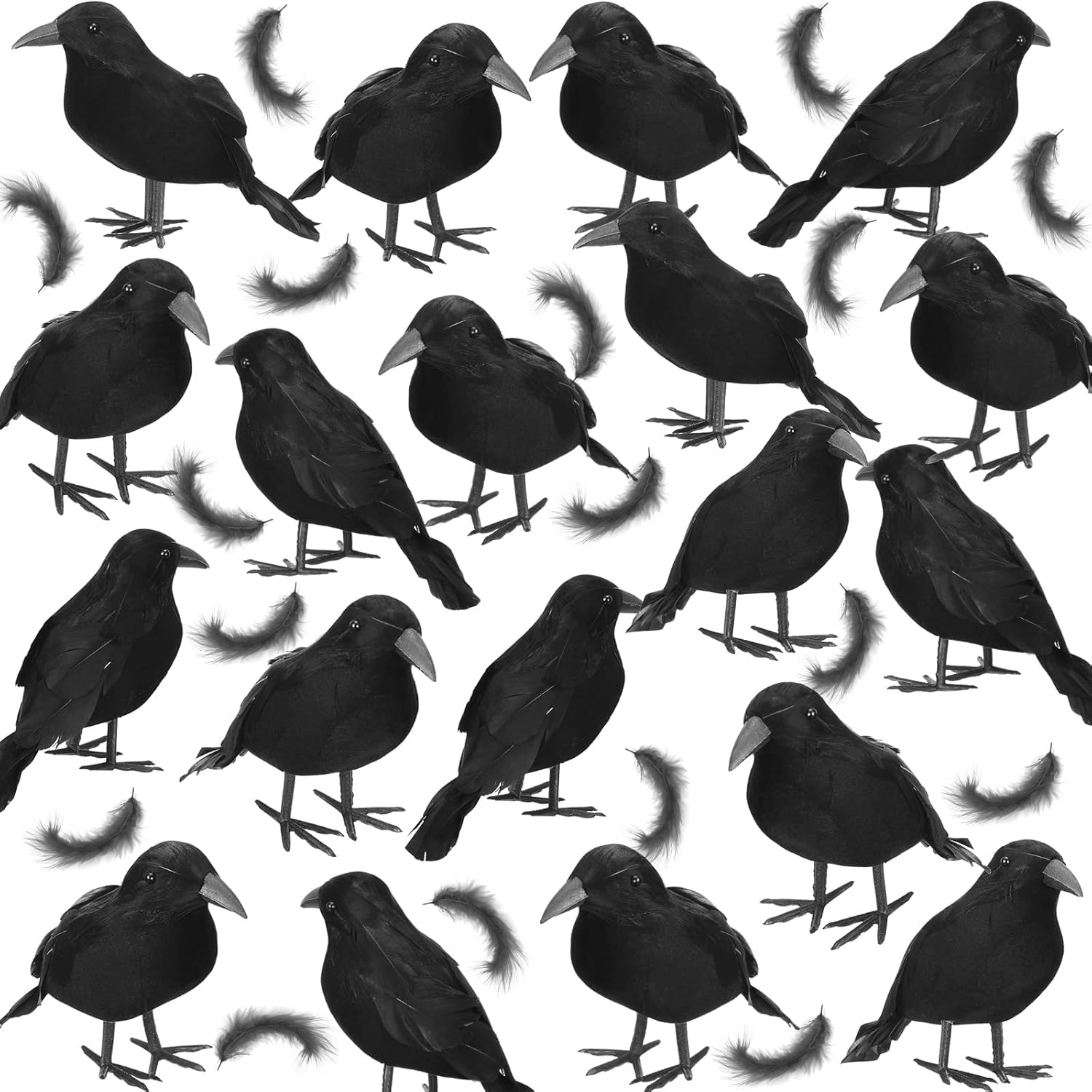 Holiday Décor Storage - 24 Pcs Halloween Black Feathered Crows Halloween Realistic Crow Decorations Fake Foam Crows Prop Decorations for Yard Trees Birds Outdoors and Indoors