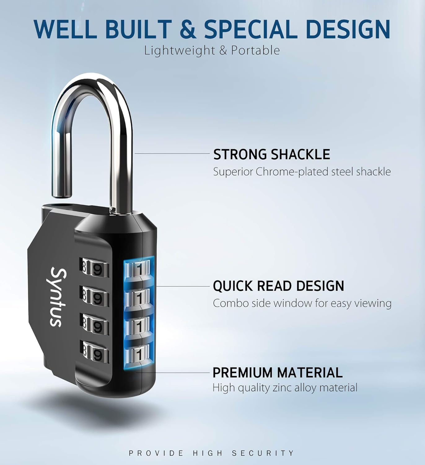 Syntus 2 Pack Combination Lock 4 Digit Padlock for School Gym Sports Locker, Case, Fence, Toolbox, Hasp Storage (Black & Silver) - - 