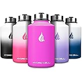 HYDRO CELL Stainless Steel Insulated Water Bottle with Straw - For Cold & Hot Drinks - Metal Vacuum Flask with Screw Cap and Modern Leakproof Sport Thermos for Adults (Fuchsia 64oz)