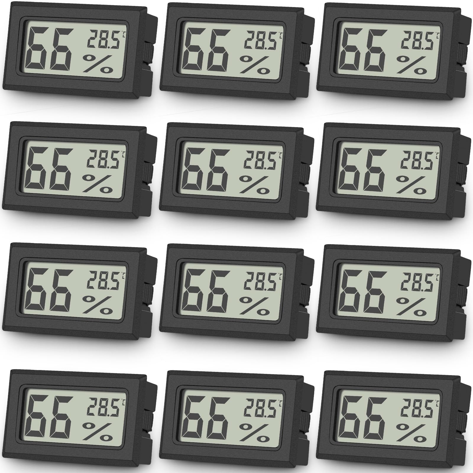 Vaikby 12-Pack Room Thermometer Hygrometer - Digital Humidity Meter & Temperature Gauge with Large LCD Display for Home, Office, Greenhouse, Baby Room - Thermometer Room Temperature & Hydrometer