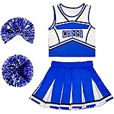 Danzcue Cheerleader Costume for Girls, Cheerleader Dress, Cheerleading Uniform for Halloween Cosplay Gifts, Blue, Large
