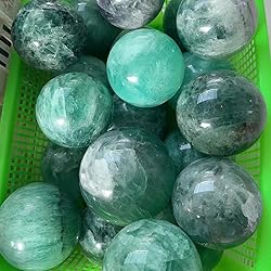 MOGEMT Large Green Fluorite Crystal Ball with Stand