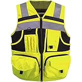 SUXIBIP 10 Pockets Safety Vest for Men and Women, High Visibility vest with 3M Reflective Strips, Oxford Fabric