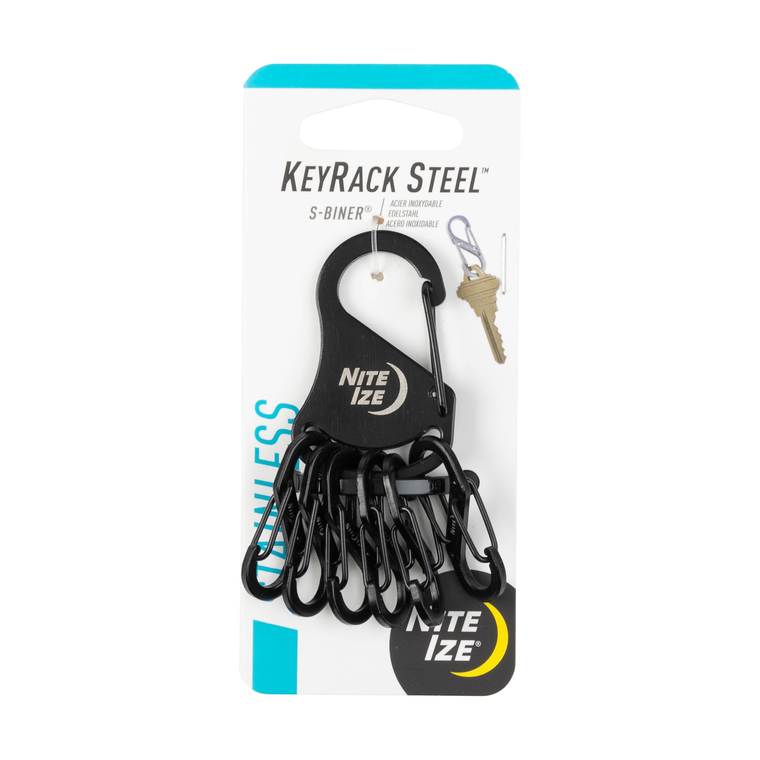 Nite Ize Keyrack Steel Incl. 6 S-Biner 0.5, Black, NI-KRS-03-01