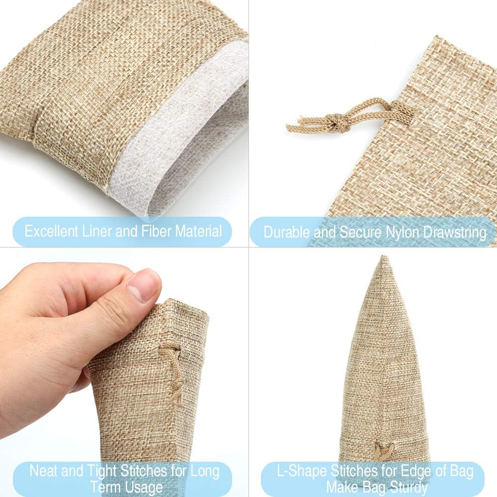 30PCS 10CM*14CM Small Hessian Bags Cotton Muslin Bags Reusable Mesh Bag with Drawstring Jute Bag for Jewellery Birthday Party Christmas(Wood Colour and Red) - Image 4